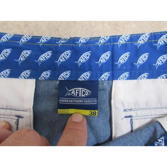 AFTCO AFTECH Mens Blue Heathered Fishing Shorts Size 38 Performance Stretch - Picture 4 of 8